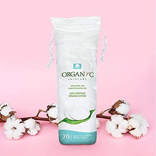 Organic Cotton Rounds - 70 Count Biodegradable Cotton for Sensitive Skin - Daily Cosmetics