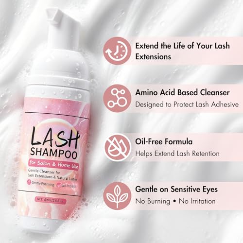 Pretty Memory Lash Shampoo Kit with Fan - Gentle Eyelash Cleaner & Extension Safe