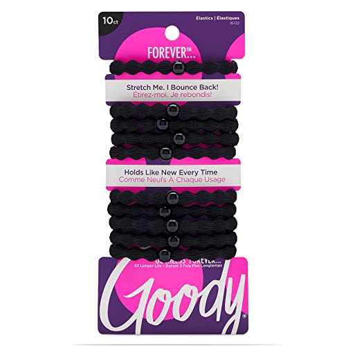 10 Pack Black Hair Elastics - Damage-Free, 3X Stronger, All Hair Types