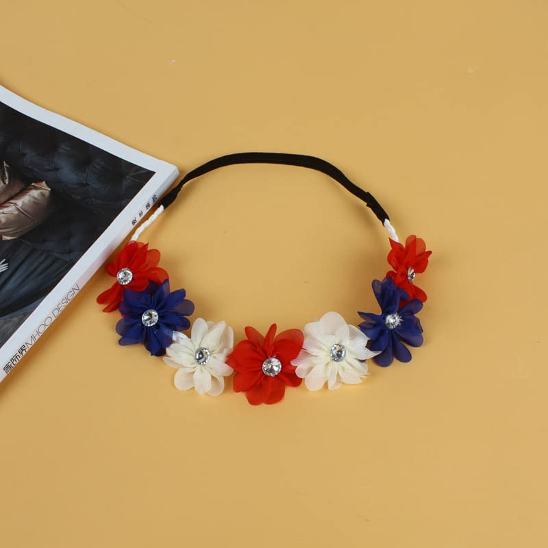 Flower Floral Wreath Headband Flower Crown Garland Halo Hair Band Accessories JW06 (Blue White Red)