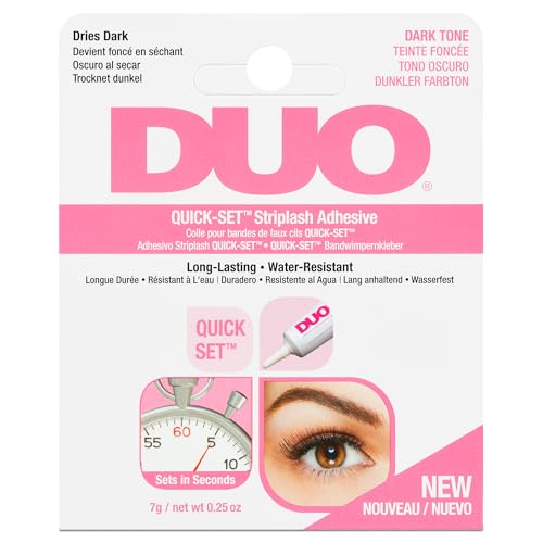 Duo Quick-Set Strip Lash Adhesive - Dark Tone, Long Lasting Lash Glue, Waterproof, Strong Hold for Strip Lashes & Eyelash Clusters, 0.25 oz