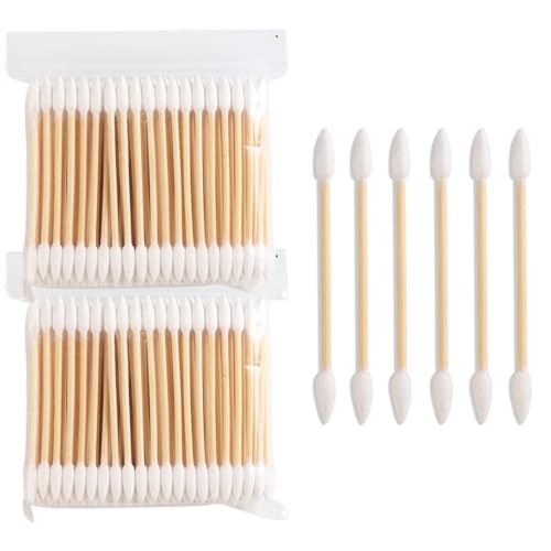 Precision Tip Cotton Swabs with Wooden Sticks - 200 Pack for Makeup & Ear Cleaning