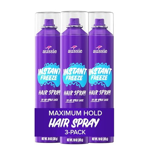 Aussie Instant Freeze Hair Spray 24-Hour Hold, 10 oz, 3 Pack