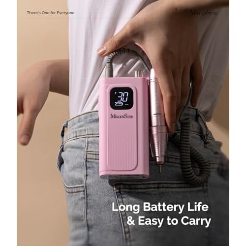 MelodySusie Professional Rechargeable Nail Drill 30000 RPM with Nail Stand for Press Ons