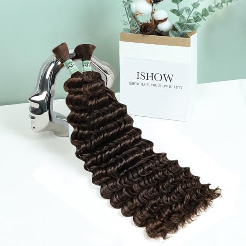 ISHOW Raw Human Hair Deep Wave Boho Hair 15A 100g 20 Inch - Chocolate Brown (Boho-100g)4#