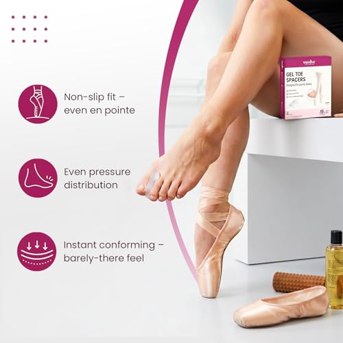 Welnove Gel Toe Spacers for Ballet Pointe Shoes, 8 Pack