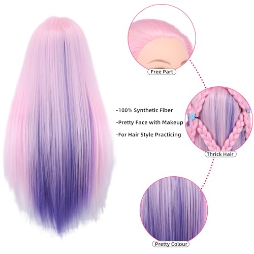 Eumos 29" Mannequin Head with Synthetic Hair & Clamp