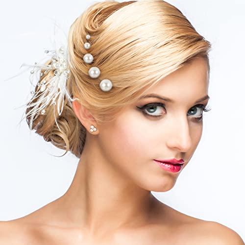 Lusofie 36Pcs Hair Pins with Pearls for Women and Girls - Bridal and Wedding Hairstyles Pearl Bobby Pins (6 Sizes)