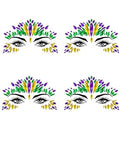 Mardi Gras Face Jewels Stickers - 4 Set Self-Adhesive Glitter Gems