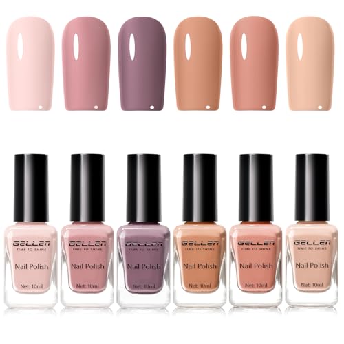 GELLEN Nude Nail Polish Set - Quick Air Dry HEMA Free Neutral Tones