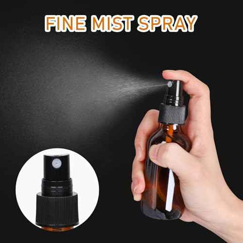 60ml Glass Spray Bottles with Fine Mist Sprayer 16Pack, Small Amber Glass Spray Bottles 2 oz for Perfumes,Cleaning Products,Pet Spray (2fl.oz, Set of 16)