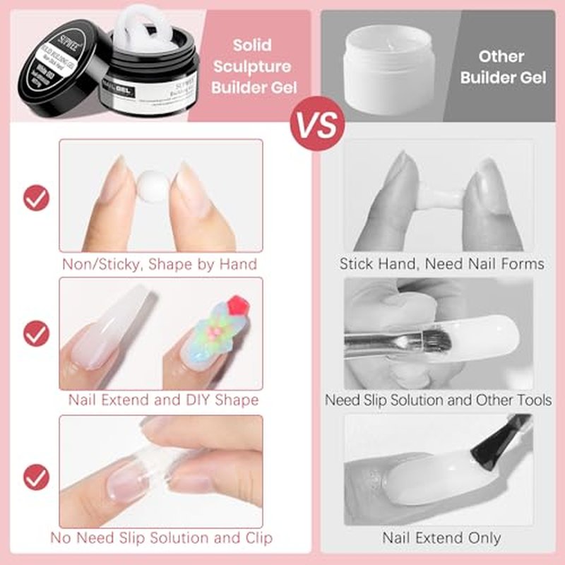 3D Solid Builder Gel Kit - Clear & White Nail Extensions