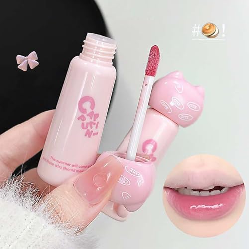 4-Pack Cute Cat Jelly Lip Gloss - Korean Lip Tint, Long Lasting