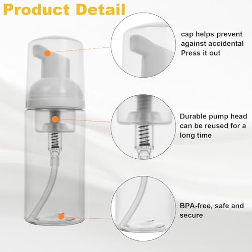 2oz Travel Foam Pump Bottles, 4-Pack Refillable Dispenser