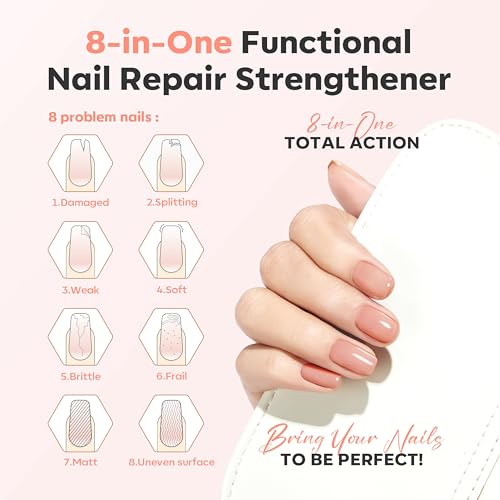 Modelones Nail Strengthener & Growth Hardener - Nude Ridge Filler Polish
