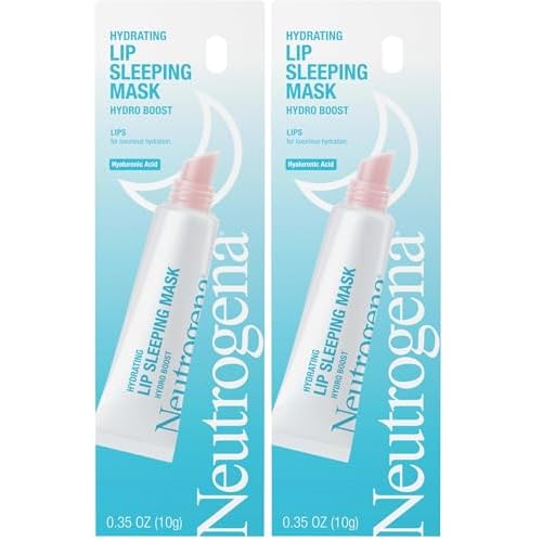 Neutrogena Hydro Boost Hydrating Lip Sleeping Mask with Hyaluronic Acid,Clear Overnight and Daily Moisturizing Treatment for Very Dry Lips,Fragrance Free Squeeze Tube Lip Balm,0.35 oz,(Pack of 2)