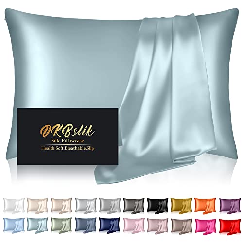 Silk Pillowcase for Hair and Skin, Mulberry Silk Pillow Cases Standard Size, Cooling Sleep Both Sides Natural Silk Satin Pillow Covers with Hidden Zipper, Gifts for Women Men, Dark Gray