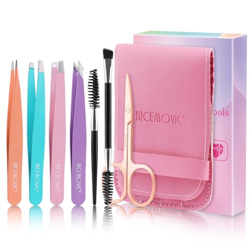 NICEMOVIC 7-Piece Eyebrow Tweezers Set for Women