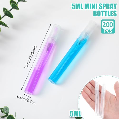 Zhehao 200 Pcs Mini Spray Bottles 5ml Clear Refillable Atomizers