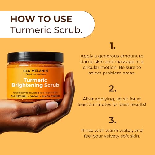 Glo Melanin Turmeric Brightening Scrub - 4 oz Dark Spots & Exfoliating
