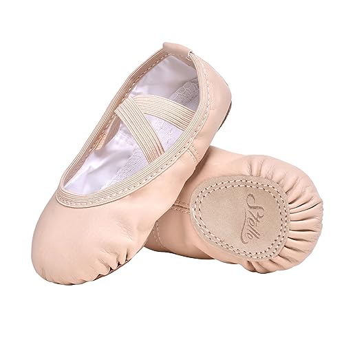 Stelle Ballet Shoes for Girls Toddler Ballet Slippers Soft Leather Boys Dance Shoes for Toddler/Little Kid/Big Kid (Black, 2ML)