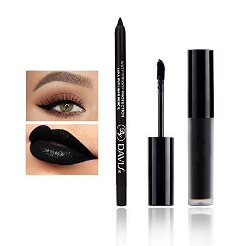 Black Lipstick & Liner Set - Matte Waterproof Long Lasting