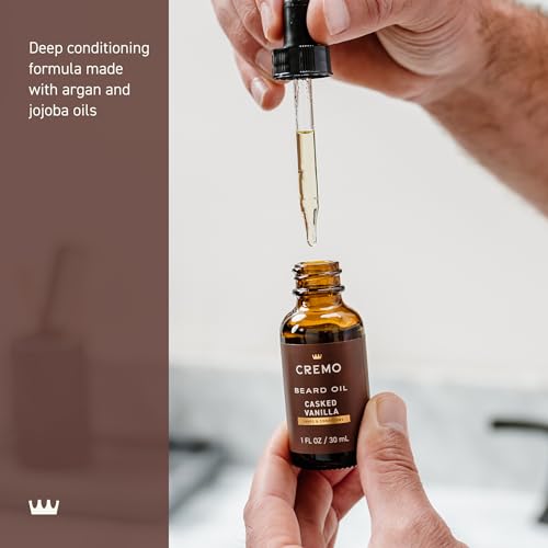 Cremo Beard Oil, Revitalizing Casked Vanilla, 1 fl oz - Restore Natural Moisture and Soften Your Beard To Help Relieve Beard Itch