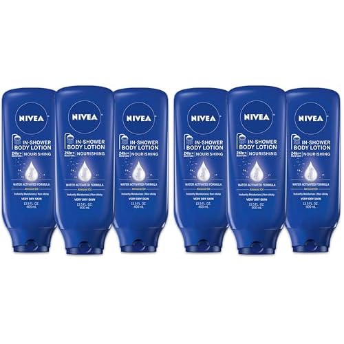 NIVEA Nourishing In Shower Lotion,Body Lotion for Dry Skin,13.5 Fl Oz Bottle,(Pack of 6)