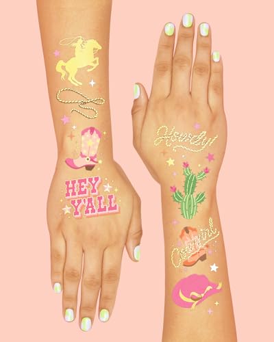 XO, Fetti 100 Gold Foil Cowgirl Temporary Tattoos | Western Party Favors