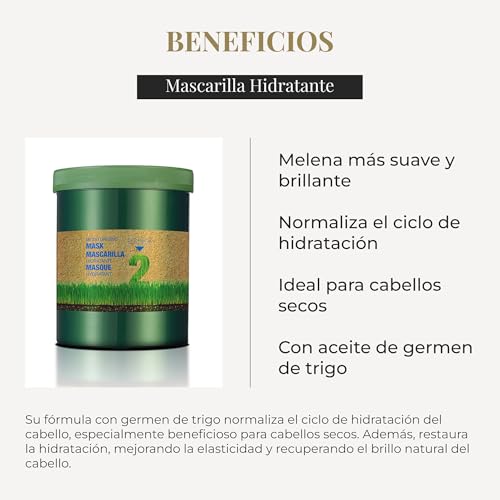 SALERM - Moisturizing Mask Biokera Natura - 1000 ml - Ideal for Dry or Dehydrated Hair - with Wheat Germ Oil - Deep Hydration - Smoother and Shinier Hair