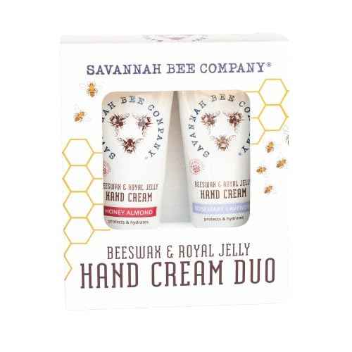 Savannah Bee Company Luxe Hand Cream Set - Rich Natural Honey Almond - Soothing Rosemary Lavender - Vitamin-Rich Dual Scent