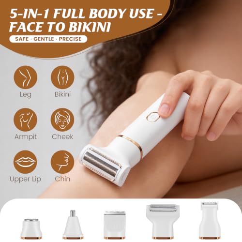 Women's 5-in-1 Waterproof Body Hair Trimmer with USB Charging