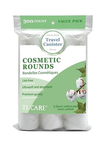 TL Care Cotton Rounds 300 Count - Ultra Soft 3-Layer Makeup Pads