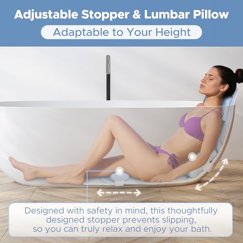 Sunlit Full Body Bath Pillow with Lumbar Support & Suction Cups