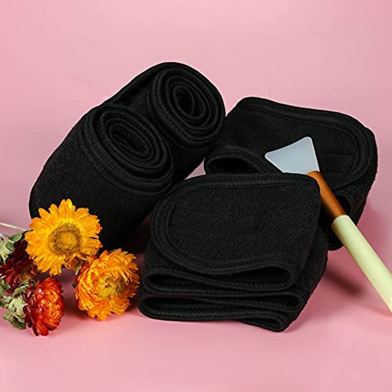 4-Pack Terry Cloth Facial Spa Headbands - Adjustable Makeup Wraps
