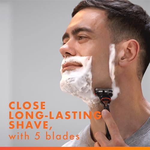 Gillette Fusion5 Razors for Men, 1 Razor, 4 Blade Refills, Lubrastrip for a More Comfortable Shave