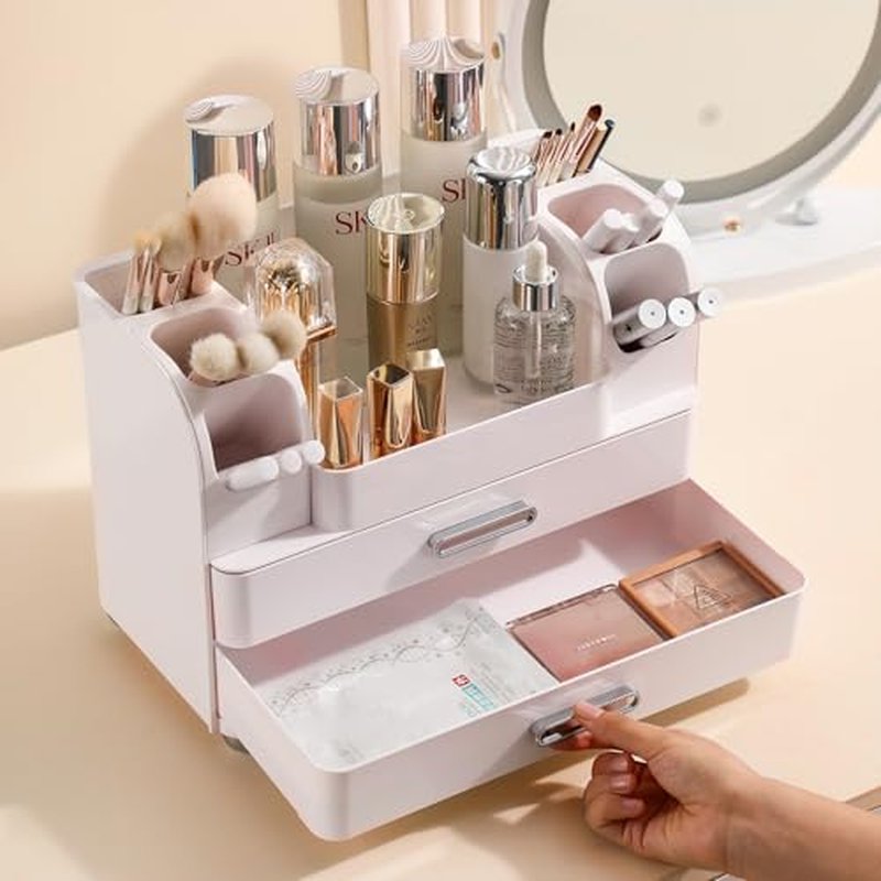 Anyoifax Makeup Organizer Countertop with Drawers & Brush Holder