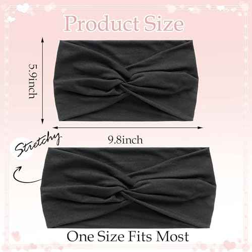 Wide Headbands for Women Cute Boho Headband Solid Color Knotted Turban Head Bands Soft Hair Wraps Pink Head Scarf Fashion Turban Hairband Black Scarf Headband For Women¡¯s Hair Accessories