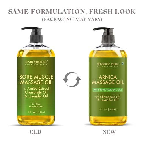 Majestic Pure Arnica Massage Oil 8 Fl Oz - Relaxing Body & Post-Workout Care