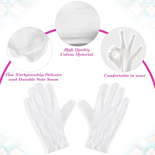 PAXCOO 12 Pairs XL White Cotton Gloves for Moisturizing & Spa