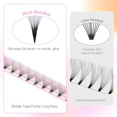 EMEDA 320 Fans Premade Lash Fans Pointy Thin Base 5D/8D/10D/14D/16D/20D Premade Fans Eyelash Extensions Stable D Curl Lash Extension Premade Fans Pre Volume Lash Extensions (14D-0.05-D-8-15mm)