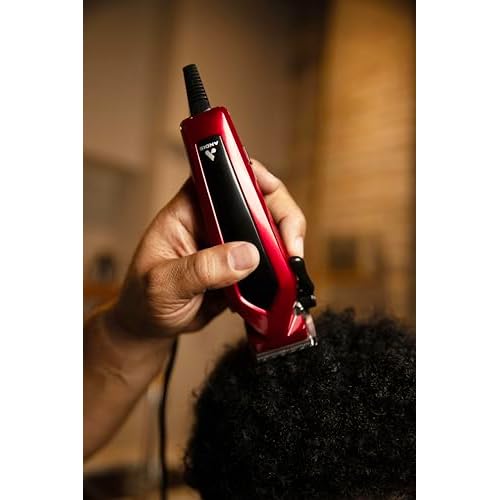Andis 562940 Ultra Clip Corded Clipper & Trimmer 15-PieceHair Cutting Combo Kit, Stainless Steel Blades, Power Pivot Motor, Whisper Quiet, Hanger Loop, Red