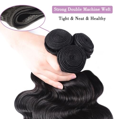 12A Human Hair Bundles 14 14 14 Inch Body Wave Bundles Human Hair Extensions 300g Unprocessed Brazilian Virgin Body Wave 3 Pieces Deals Brazilian Quick Weave Natural Black Wavy Extensions