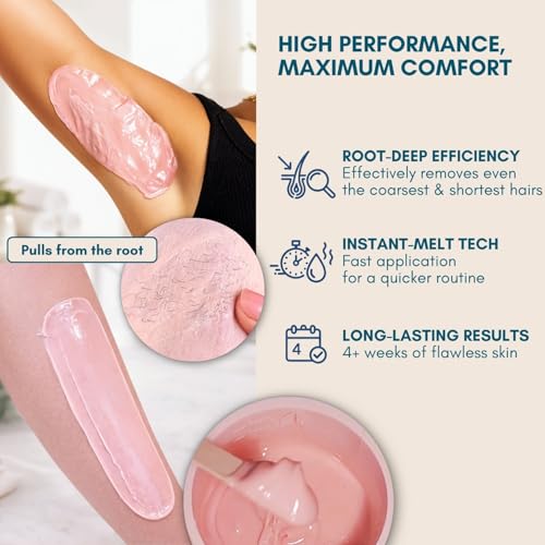 Hard Wax Beads for Hair Removal, Maxi Pack 1.75 lb, Hypoallergenic & Rosin-Free Stripless Wax for Sensitive Skin, Coarse Hair, Bikini Brazilian, Face, Underarms, Legs, Chest, Rose