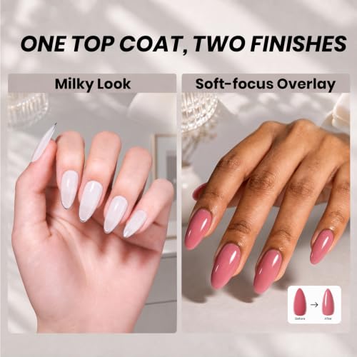 Beetles Milky White Gel Top Coat J-White-1 2-in-1 Glossy Nail Polish Finish
