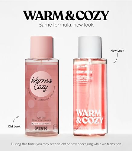Victoria's Secret Pink Warm & Cozy Body Fragrance Mist 8.4 fl oz - Soft Vanilla Coconut Passionfruit