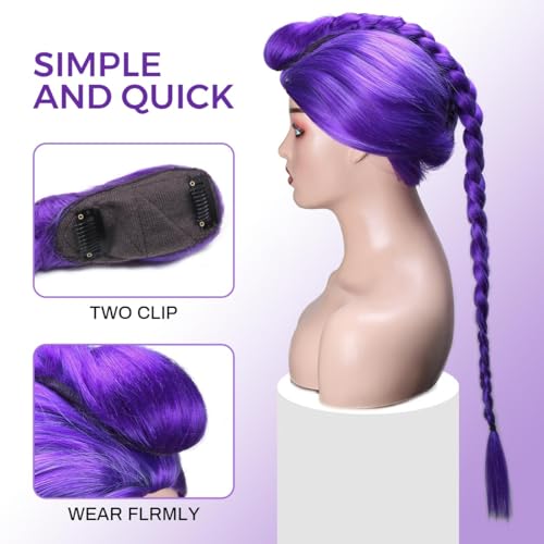 26 Inch Pre-Stretched Purple Braided Ponytail for Braids - Youth & Adult