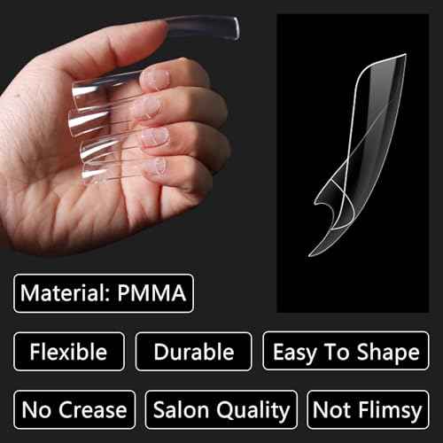 Laza 600pcs Long Duck Nail Tips 12 Sizes Box-packed Clear Duck Nails Half Cover Wide Nail Tips French False Nail Tips for Acrylic Nails Extension Tips ? 41MM