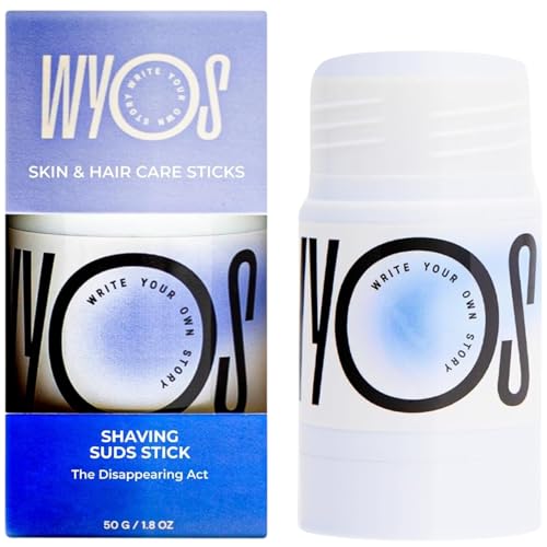 WYOS Shaving Cream Stick, Travel Size, Vegan, Cruelty Free, Clean Formula, Sulfate Free Paraben Free Leak Free, No Mess, Portable, Hydrating Smooth Lather, Sensitive Skin Close Shave For Women and Men