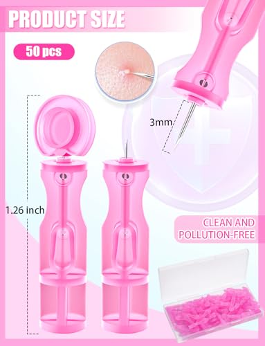 Disposable Facial Extraction Lancets - Pink 50Pcs for Acne Blackhead Removal